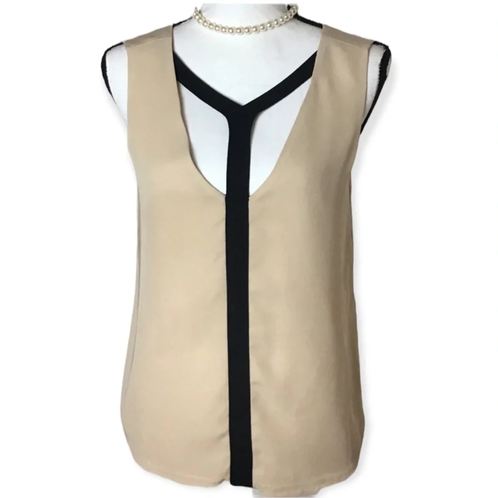 🔥HP🔥VENUS Sexy Sleeveless Brown & Black Top Size Small - Picture 1 of 7